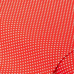 Baumwollstoff Tüpfchen "Mona", erdbeerrot/weiß