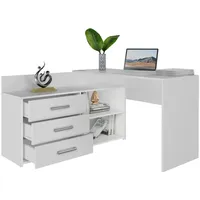 Topeshop Eckschreibtisch DANY Weiß