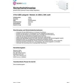 goobay 44962 4-fach USB-Ladegerät 30W, weiß