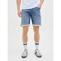 JACK & JONES "JJIRICK JJICON I.K. SHORTS GE 136 SN", Herren, Gr. XS, N-Gr, blau (blau denim), Web, Obermaterial: 48% Baumwolle, 26% Viskose, 25% Polyester, 1% Elasthan, unifarben, regular fit kniefrei, Hosen Shorts, im Five-Pocket Style
