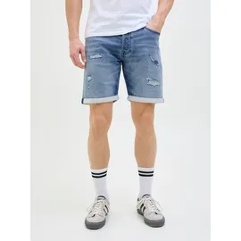 JACK & JONES "JJIRICK JJICON I.K. SHORTS GE 136 SN", Herren, Gr. XS, N-Gr, blau (blau denim), Web, Obermaterial: 48% Baumwolle, 26% Viskose, 25% Polyester, 1% Elasthan, unifarben, regular fit kniefrei, Hosen Shorts, im Five-Pocket Style