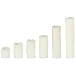 Relaxdays LED Kerzen Set, 6 Echtwachskerzen flammenlos, elektrische Kerzen flackernd, Batterie, Durchmesser 5 cm, creme