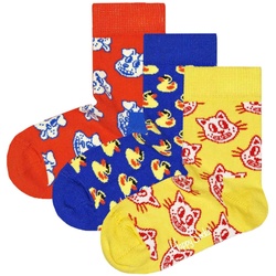 Happy Socks Kinder Socken unisex, 3er Pack - Bio-Baumwolle, Farbmix Animal 13-21