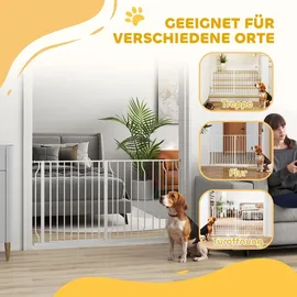 PawHut Hunde Türschutzgitter Treppenschutzgitter, 75-145 cm Hunde Türgitter Weiß - Weiß
