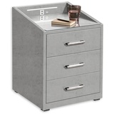 Froschkönig24 Moon Nachttisch Boxspringbett, Soro light Grey-Funktionaler Nachtschrank mit USB-Anschluss und LED-Beleuchtung, 47 x 61 x 46 cm