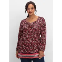 Sheego Langarmshirt in weinrot gemustert | Gr.: 46