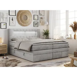 MKS Meble Boxspringbett Hellgrau, Textil, 2-Sitzer, H3, Rechteckig, 180x200 cm, Schlafzimmer, Betten, Boxspringbetten