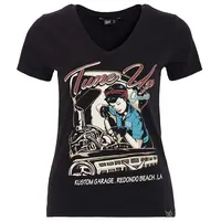Queen Kerosin Kurzarm T-Shirt mit trendigem V-Ausschnitt Tune Up