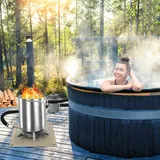 hebitod Poolheizung mit Feuer, Poolheizung Feuertonne mit Heizspirale, 100% Edelstahl Poolheizung mit Hitzebeständige Feuerfestmatten