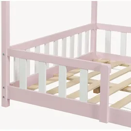 [en.casa] Kinderbett Treviolo 120 x 200 cm Kiefer massiv lackiert Rosa/Weiß