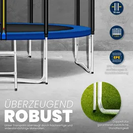 KIDUKU Gartentrampolin 244 x 427 cm inkl. Sicherheitsnetz, Leiter und Bodenanker