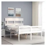 furnicato Bett Seniorenbett aus massivem Kiefernholz Weiß 195,5 x 125,5 x 81 cm (1-tlg) weiß 125.5 cm x 195.5 cm x 81 cm