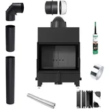 KRATKI Kamineinsatz FLOKI S 8 kW schwarz TERMOTEC Rohrset