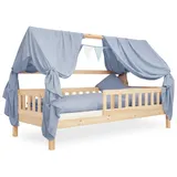 Ehrenkind Ehrenkind® Kinderzimmer-Deko-Set: Betthimmel & Wimpelkette für magische Momente | Oeko-TEX Zertifiziert | Kinderzimmer Deko | Betthimmel Kinderzimmer, 90x200 Jeansblau