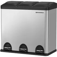 Songmics Mülleimer 54 l Silber/Schwarz