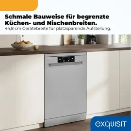 Exquisit GSP59109-451D Unterbau-Geschirrspüler (freistehend, 598 mm, Silber)