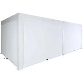 Mendler Pergola MCW-L46 mit Seitenwand Weiß 11 cm Alu-Gestell 3 x 6 m