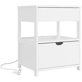 SoBuy Nachttisch FRG258-II-E-W 38 x 45 x 55 cm Weiß