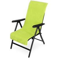 JEMIDI Frottee Schonbezug für Gartenstuhl 60x130cm - Stuhl Auflage mit Kapuzenüberschlag waschmaschinenfest - Auflagen für Hochlehner - Grün