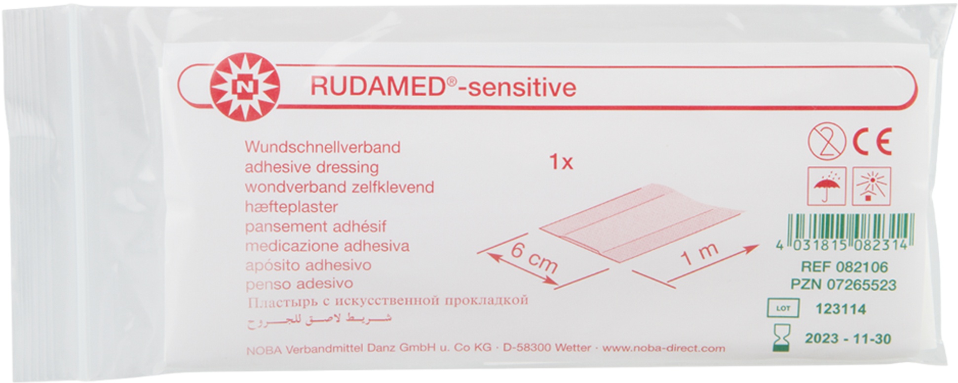 RUDAMED sensitive Wundschnellverband gerollt aus Vliesstoff