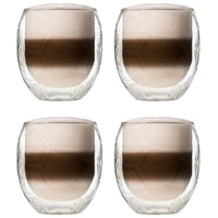 Feelino Gläser-Set 4x Latte Macchiato Glas Kaffeeglas Fußball 350ml Thermoglas, Glas