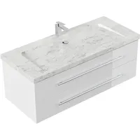 Posseik Badmöbel Marmor Carrara White Yamo 130 cm weiß
