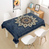 Mateju Tischdecke Abwaschbar, Vintage Mandala-Stil Böhmen Furnily Rechteck Dekoration Wasserdicht Fleckschutz Ölfest Polyester, Pflegeleicht Garten Deko Mehrzweck Farbe & Größe Wählbar (90x90cm,2)