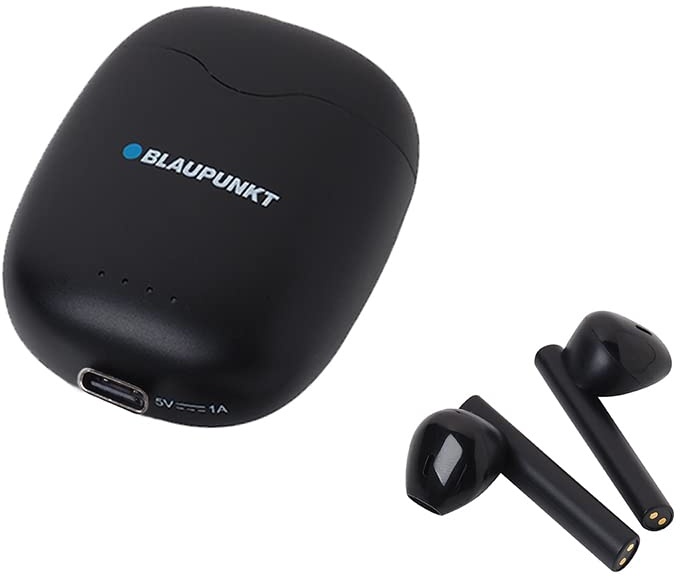 Blaupunkt TWS 15 In-Ear Kopfhörer mit True Wireless Stereo - Bluetooth Kopfhörer mit Touch-Control-Technologie, ideal geeignet für Sport, Perfekter Halt, USB-C Anschluss, mit Ladeschale, Schwarz