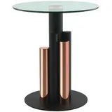 Kayoom Beistelltisch, Gold, Metall, Glas, rund, 46x52x46 cm, einfacher Aufbau, Wohnzimmer, Wohnzimmertische, Beistelltische, Beistelltische Metall