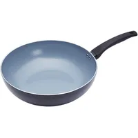 KitchenCraft MasterClass Induktionssicherer Keramik-Öko-Wok mit PTFE-, PFOA- und BPA-freier Antihaftbeschichtung, 29,5 cm (11,5"), Silber/Schwarz