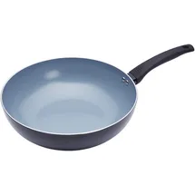 KitchenCraft MasterClass Induktionssicherer Keramik-Öko-Wok mit PTFE-, PFOA- und BPA-freier Antihaftbeschichtung, 29,5 cm (11,5"), Silber/Schwarz