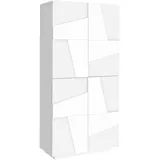 Dmora Schuhschrank Dlerd, Mehrzweckschrank mit 4 Flügeltüren, Eingangsschuhregal, 100 % Italy, cm 81x38h167, glänzend weiß