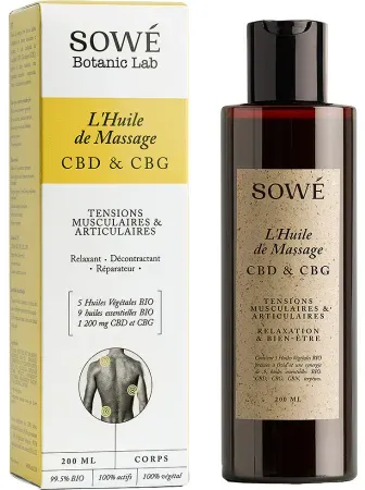Sowé Massageöl CBD Und CBG Muskel- Und Gelenkverspannungen 200ml