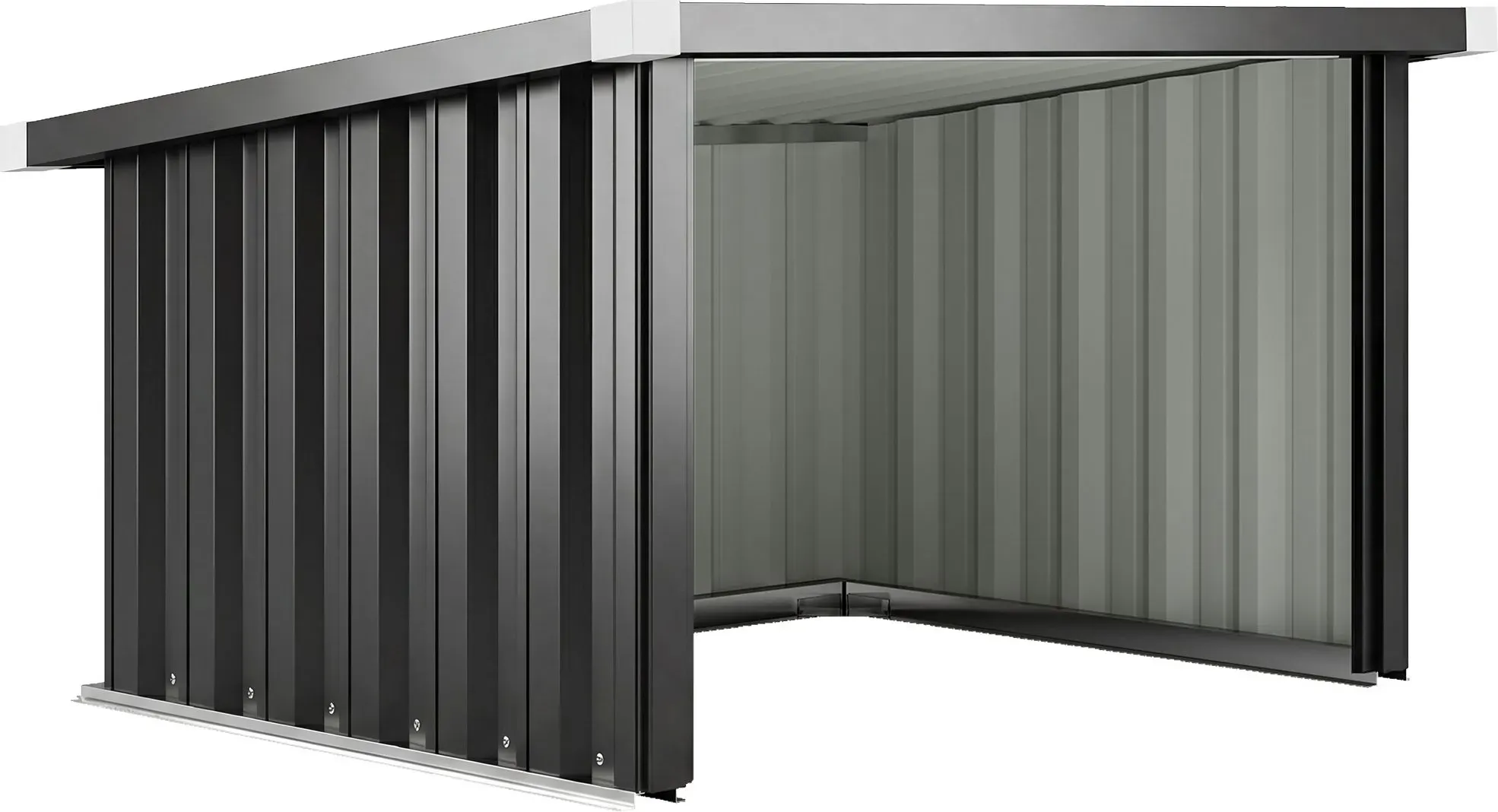 Outsunny Mähroboter Garage Stahl 108 x 86 x 62,5 cm Rasenroboter Garage mit Pultdach Schutzkante Rasenmäher Unterstand aus Verzinkte Stahl Carport Überdachung Regenschutz für Rasenmäher Dunkelgrau   Aosom