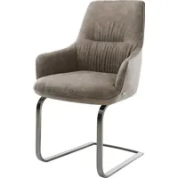 DeLife Freischwinger Zelia-Flex mit Armlehnen Mikrofaser Taupe Vintage Freischwinger