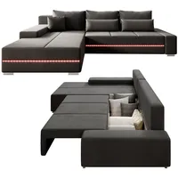 Juskys Sofa Davos mit LED - Dunkelgrau