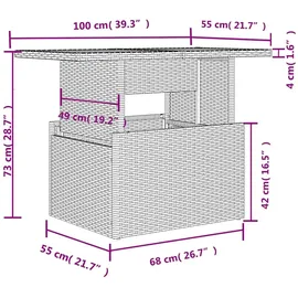 vidaXL 10-teiliges Gartensofa-Set mit Kissen, schwarzes Polyrattan