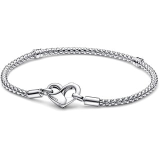 Pandora Armband mit Infinity Herzverschluss aus Sterlingsilber in der Farbe Silber 925 Nietenkette, 20 cm