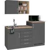 kochstation Pantryküche »KS-Mali«, Breite 160 cm, mit E-Geräten, grau