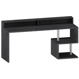 Dmora Schreibtisch Dcalebokol, Linearer Schreibtisch mit Ablagefächern und LED-Leuchten, Mehrzweck-Büroschreibtisch mit Platte, 180x60h93 cm, Schiefer