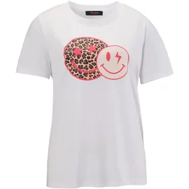 Aniston CASUAL T-Shirt ANISTON CASUAL, Damen, Gr. 48/50, bunt (weiß, pink, beige, schwarz, grau), Single Jersey, Obermaterial: 100% Baumwolle, bedruckt, figurumspielend hüftbedeckend, Rundhals, Shirts T-Shirt, mit coolen Smileys bedruckt