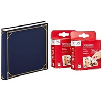 walther design Fotoalbum Standard, 30x30 cm, blau + Fototapes im Doppelpack 2x 500 Stück