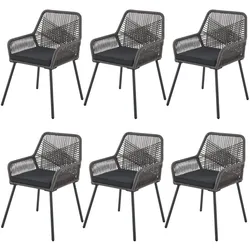 Juskys Rope Gartenstühle Kastos 6er Set - Outdoor Stuhl 150 kg belastbar - Gartenstuhl Grau