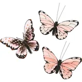 Rico Design Schmetterling mit Clip Dekostecker Frühling Set Dekofigur Tischdeko Fensterbank Garten Dekoaccessoire Schmetterlingsclip Kreatives Basteln Frühlingsdeko Innenbereich Altrosatöne