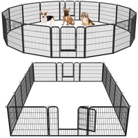 Yaheetech 16 eckig Welpenauslauf 80cm hoch Freigehege Metall Laufstall mit 2 Tür Hundelaufstall für Hund Zaun Gitter Welpen Hasen Kaninchen