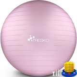 TRESKO Gymnastikball mit GRATIS Übungsposter inkl. Luftpumpe - Yogaball BPA-Frei | Sitzball Büro | Anti-Burst | 300 kg,Princess-Rosa,85cm (für Körpergröße über 185cm)
