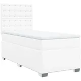 vidaXL Boxspringbett mit Matratze Weiß 80x200 cm Kunstleder