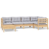 vidaXL 6-tlg Garten-Lounge-Set mit Grauen Kissen Kiefer Massivholz Modell 5