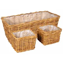 vidaXL Blumentopfkorb mit Speicher 3 pcs Braun Kubu Rattan