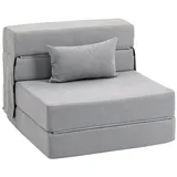 Homcom Schlafsessel 3 Polyester 80 x 15 x 210 cm Hellgrau mit Kissen